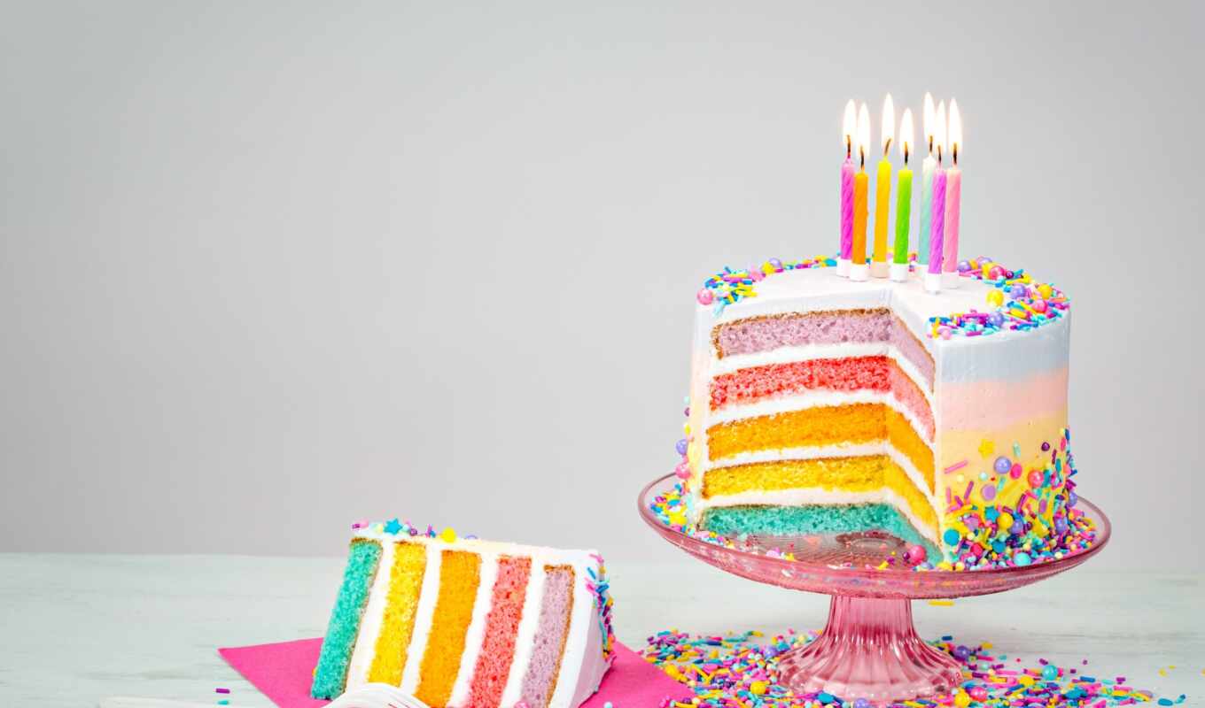 красочные, радуга, stock, торт, ideas, свечи, birthday, торты, спинк