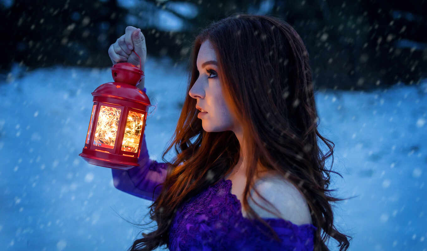 девушка, глаз, снег, winter, portrait, лампа