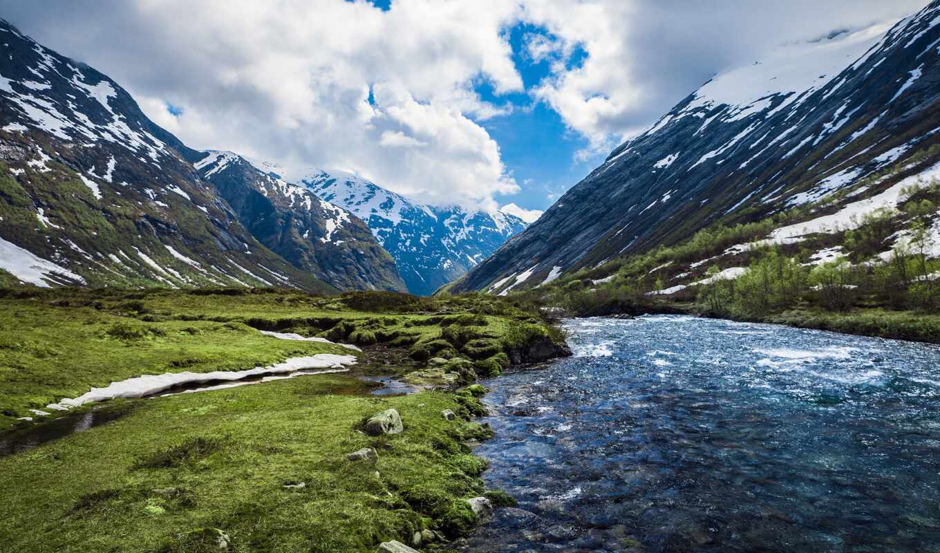 озеро, природа, гор, река, норвегия, norwegian, горы