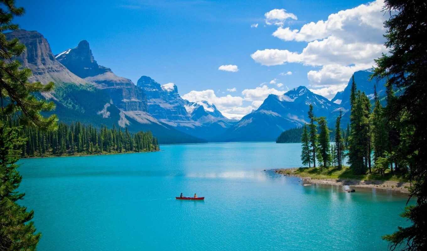 озеро, дух, самые, фотографий, остров, maligne, канадский, горы, пазлы, alcatel