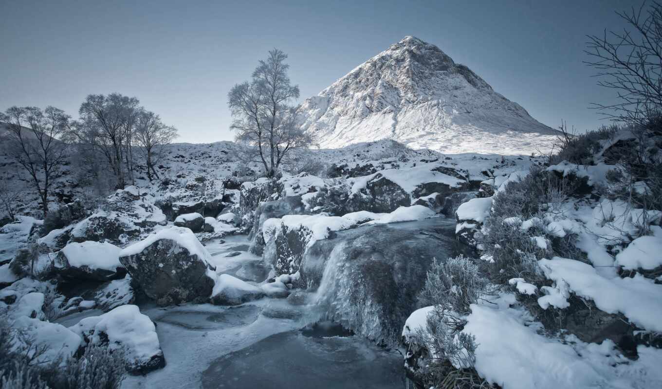 mountain, river