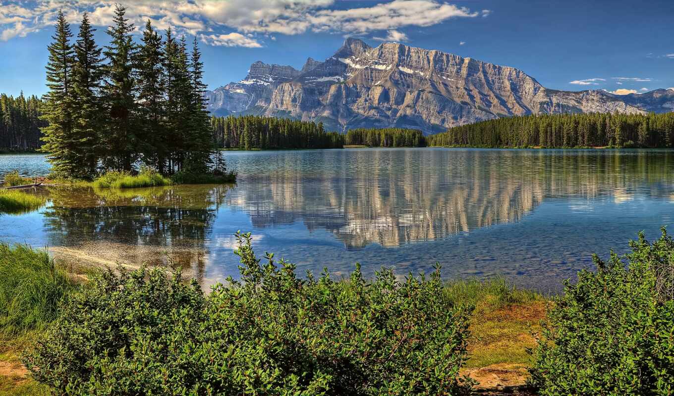 lake, nature, mountain, Canada, park, fir, canadian, rocky, rare