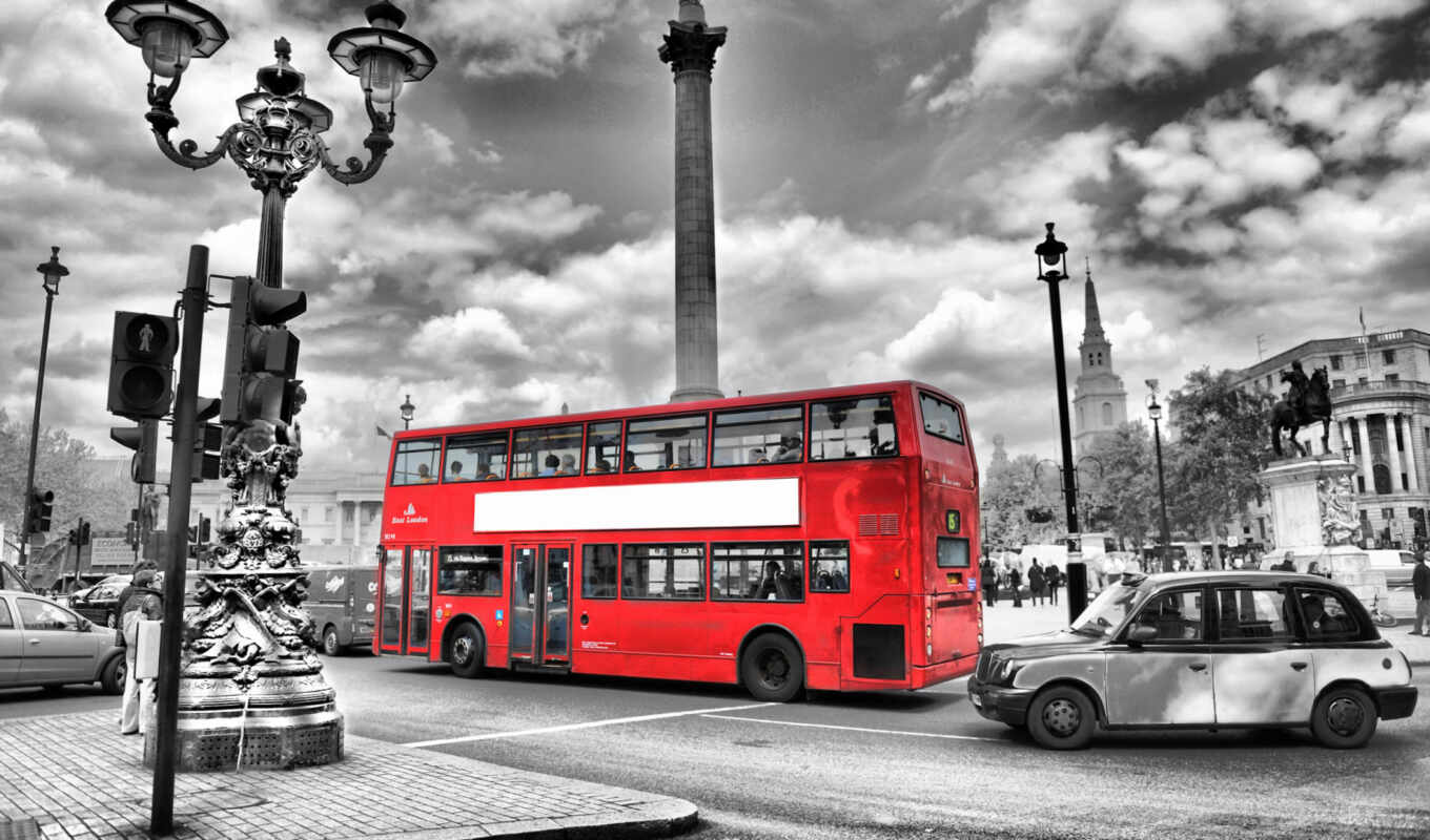 black, black, white, red, city, England, london, bus, photo wallpapers
