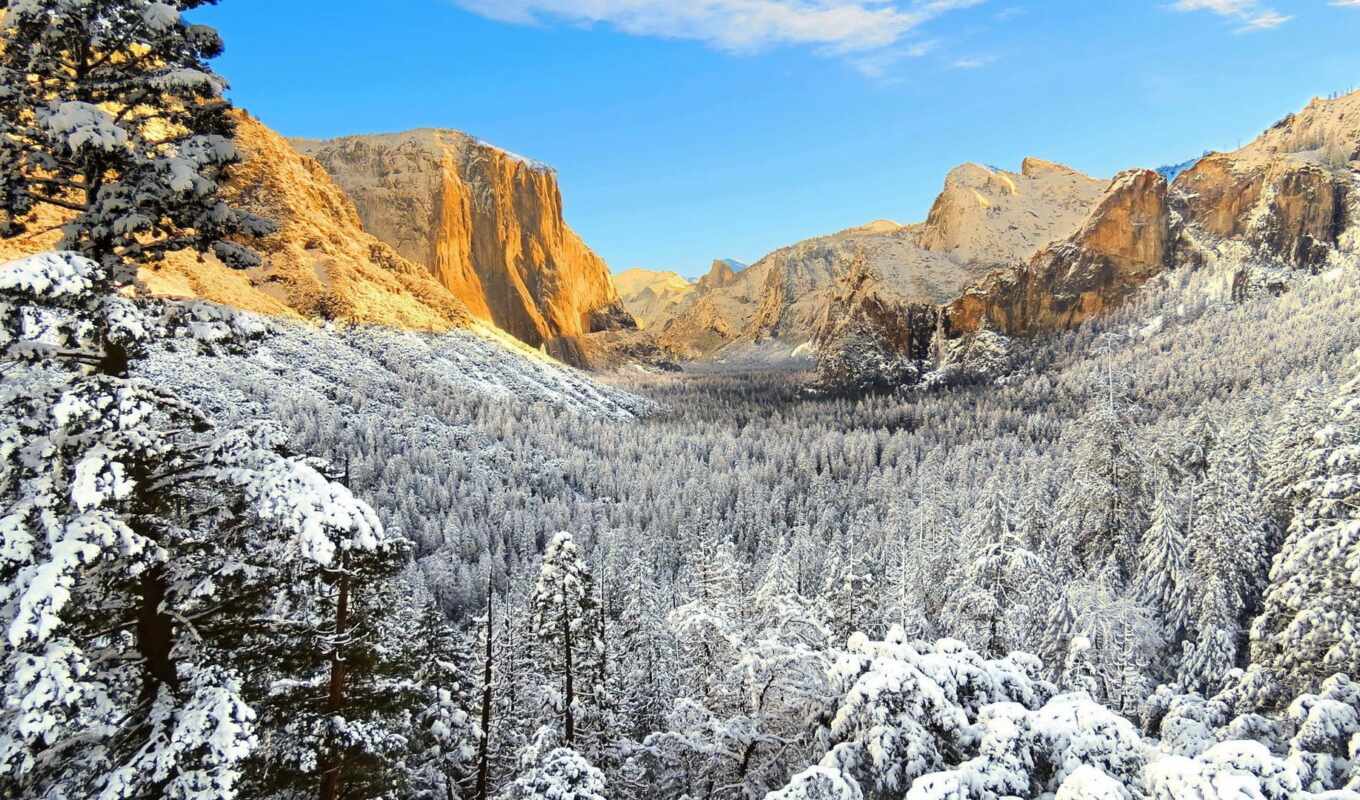 картинка, winter, california, park, зимние, national, yosemite