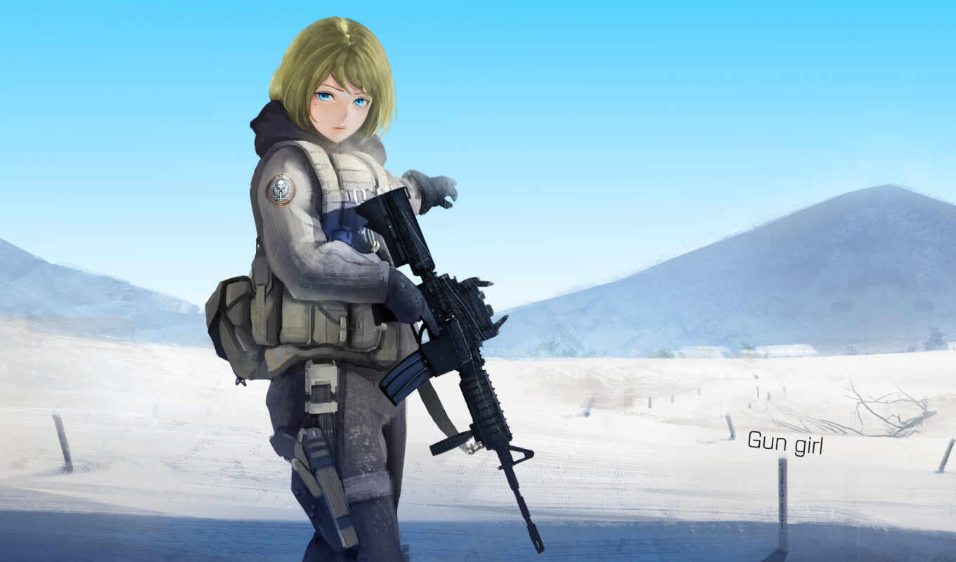 art, girl, anime, weapon, this, section, desert, soldier, mountains