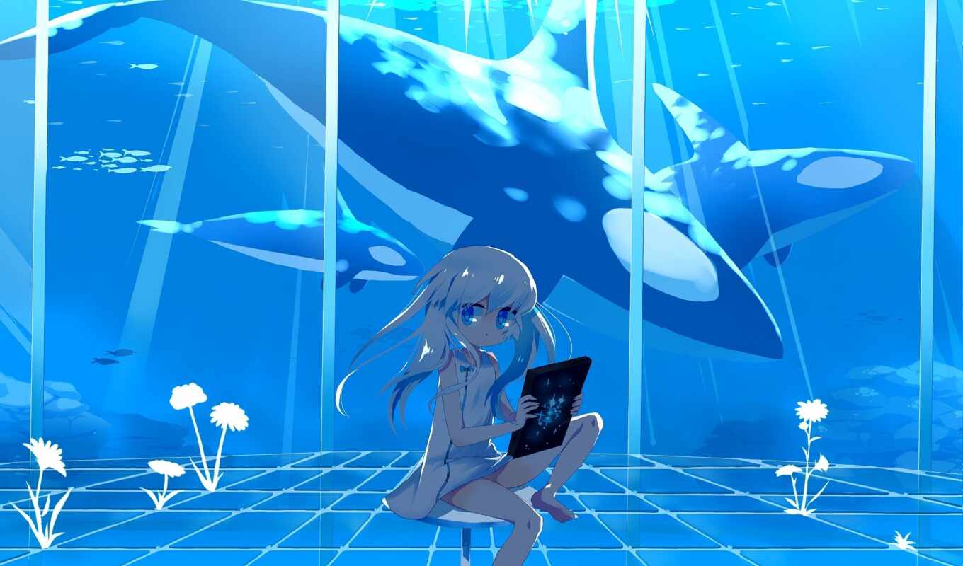 girl, game, anime, orca, underwater