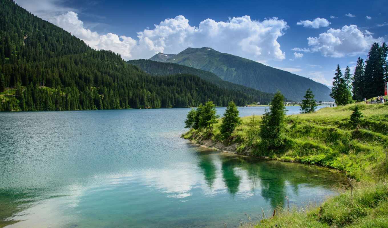 lake, nature, ipad, background, mountain, Switzerland, fore, davos