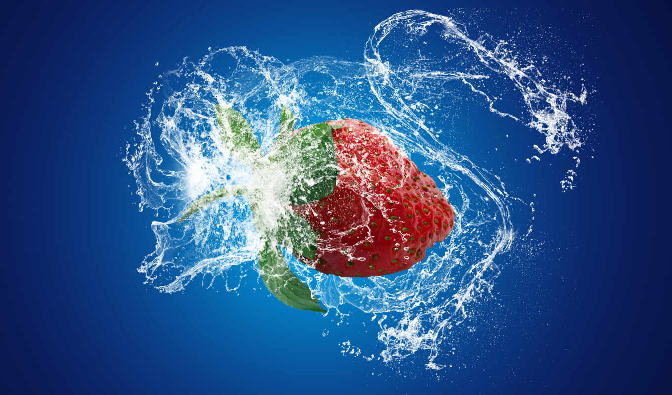 splashes, strawberry