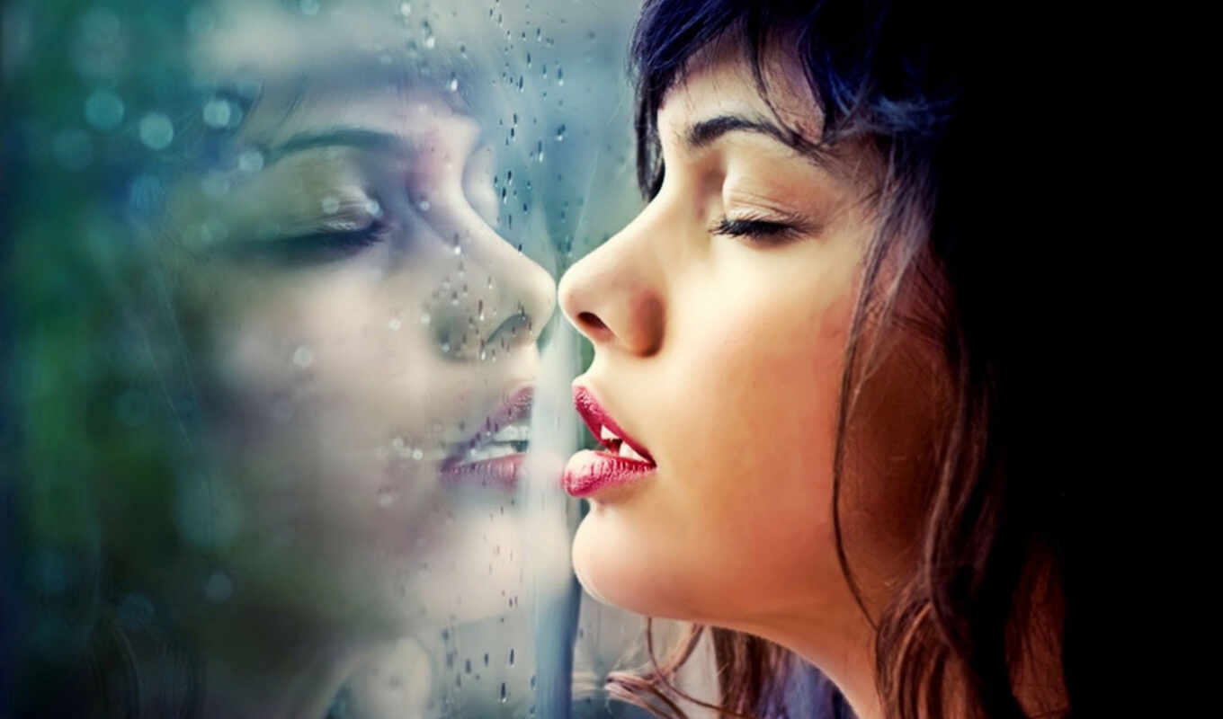 girl, glass, like, picture, rain, devushki, lips, lipstick, breathing