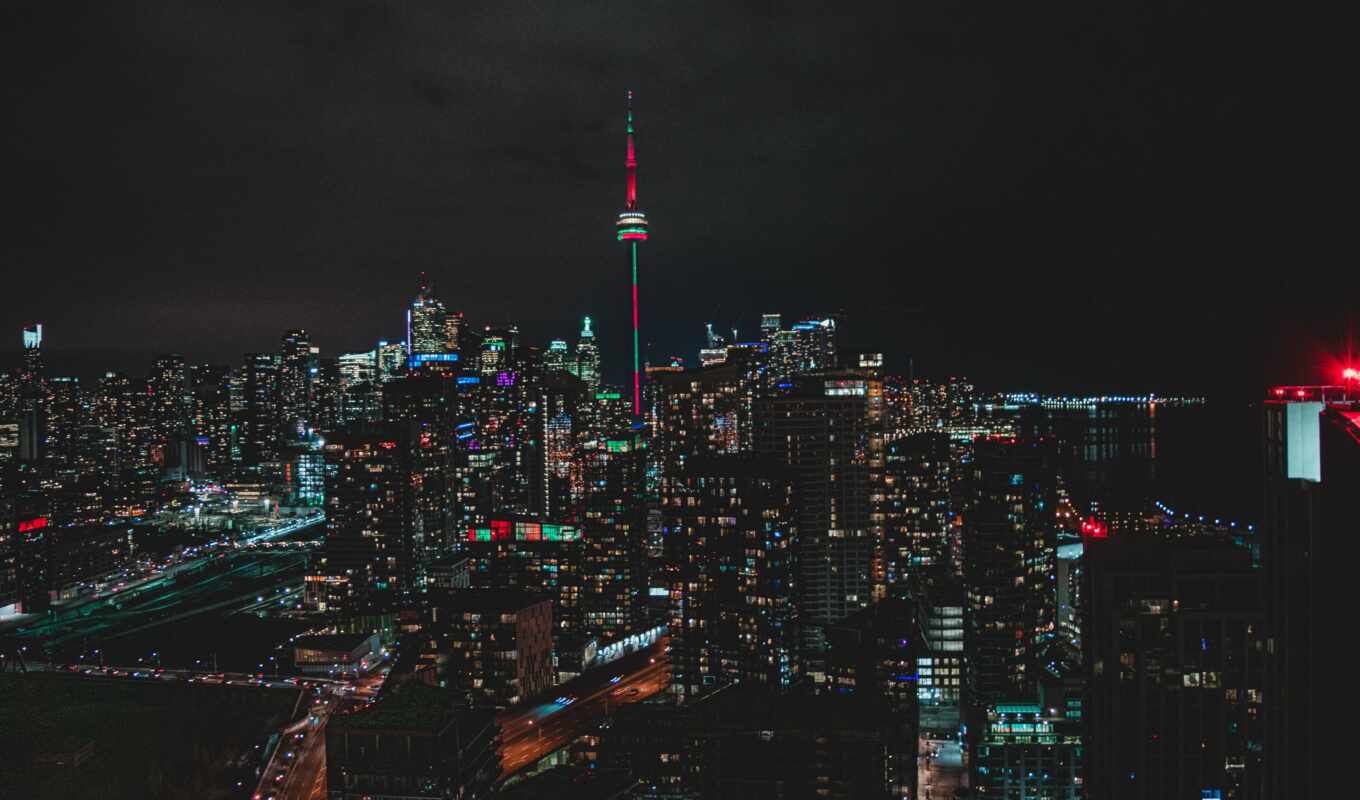 view, city, night, the first, Toronto