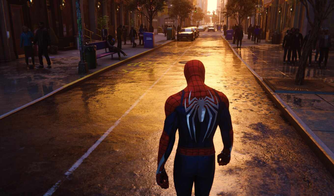 man, city, back, spider