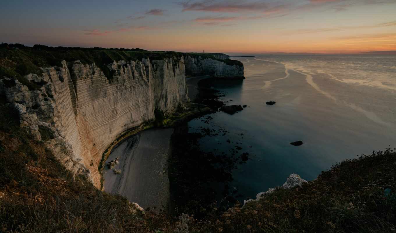 nature, photo, water, landscape, France, cliff, normandy, Normandy, cliff, aval, etretat