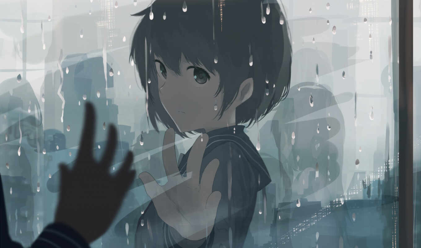 девушка, glass, дождь, anime, water, flare, nightcore