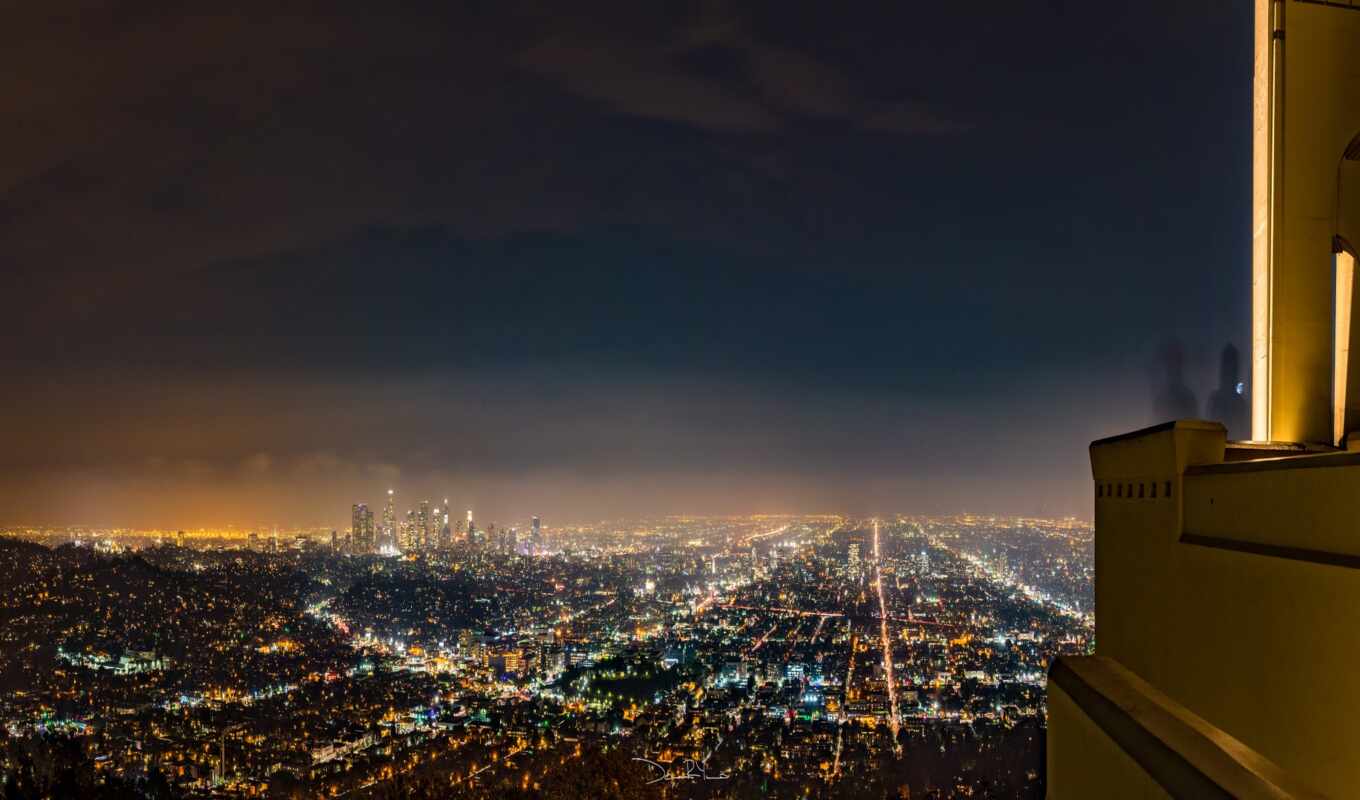 город, ночь, cityscape, california, usa, ciudad, панорама, noche, мегаполис, angele