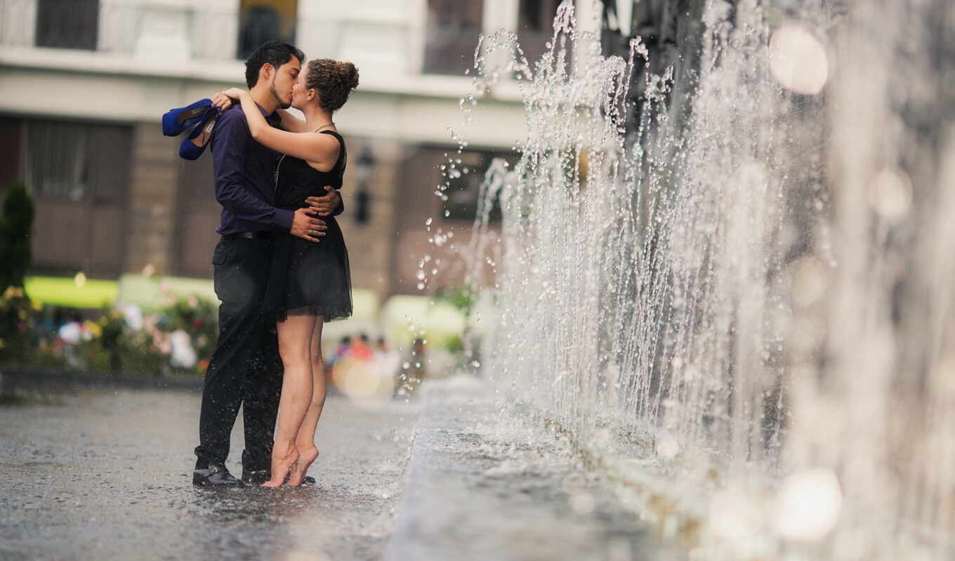 man, different, woman, picture, mood, fountain, date