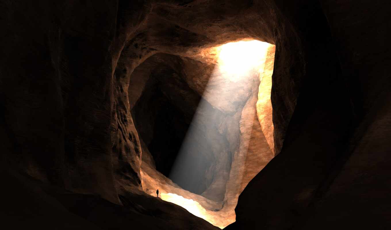 nature, light, high, rays, cave, hole, azure, underground
