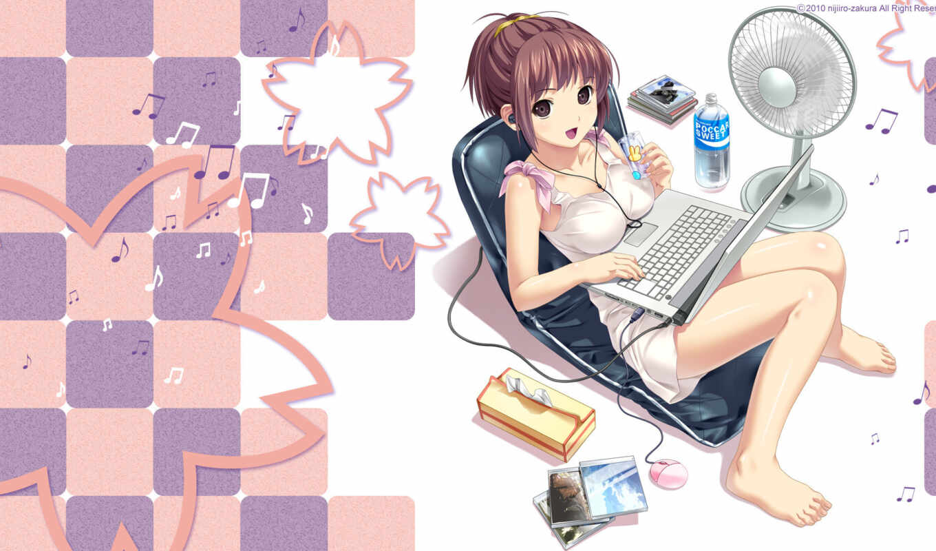 девушка, ноутбук, anime, девушки, категории