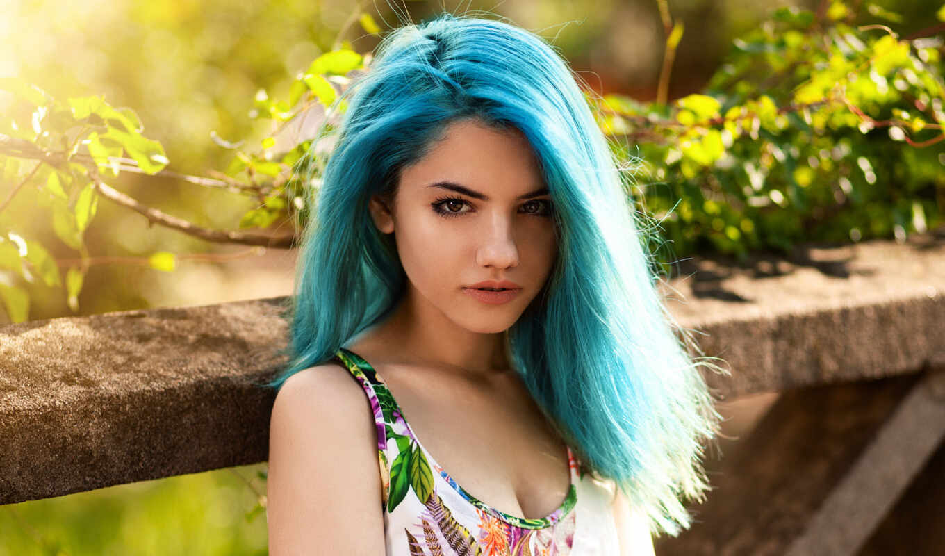 blue, woman, hair, model