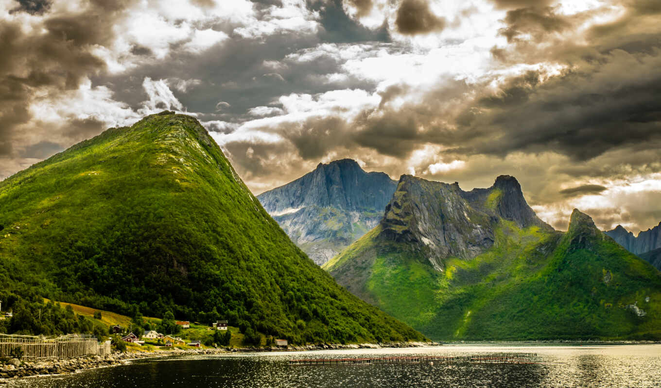 озеро, природа, desktop, blue, free, scenery, mountains, clouds