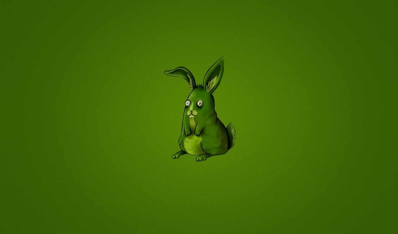 зелёный, animal, кролик, заяц, минимализм