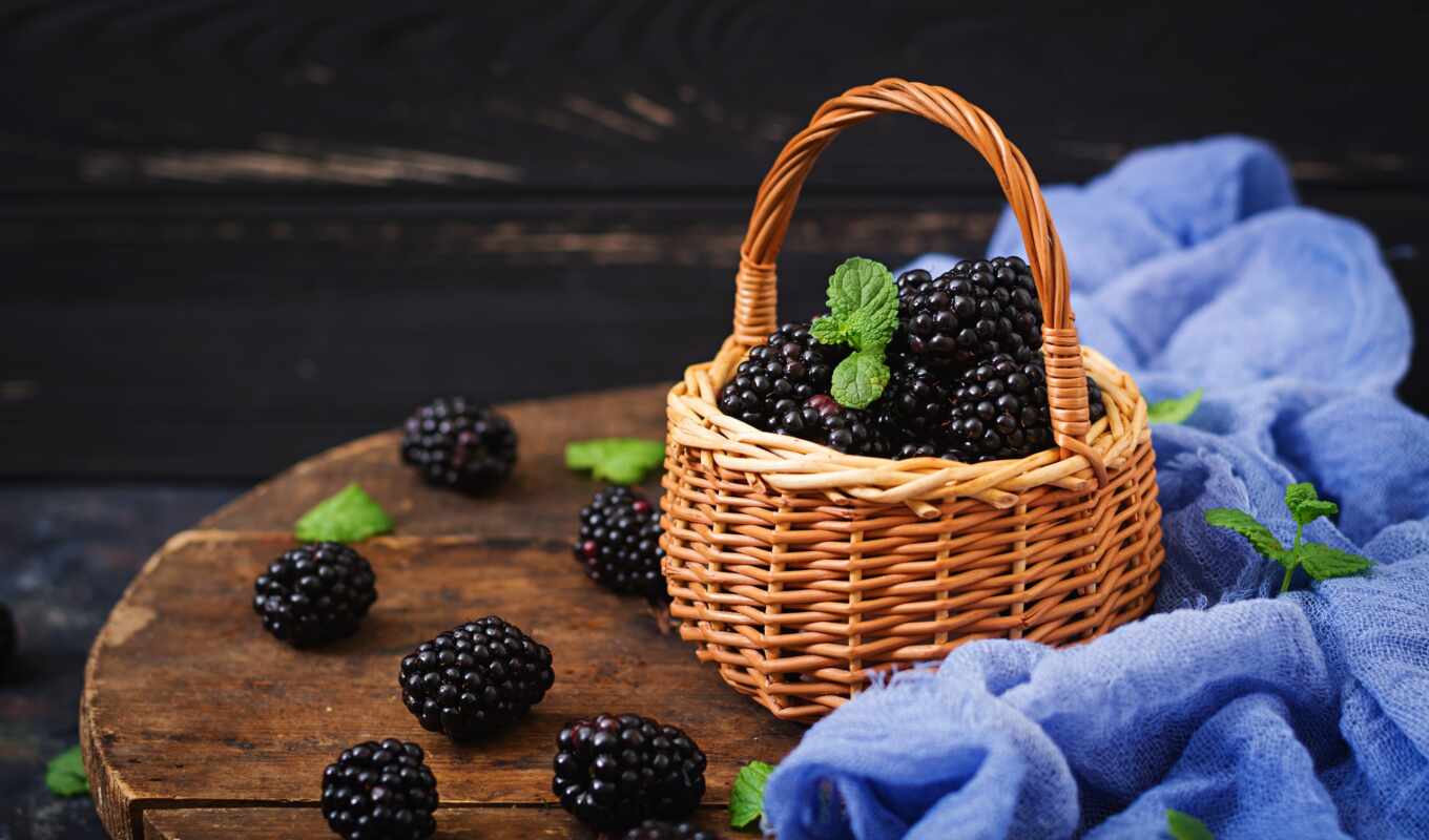 fresh, basket, blackberry, berry