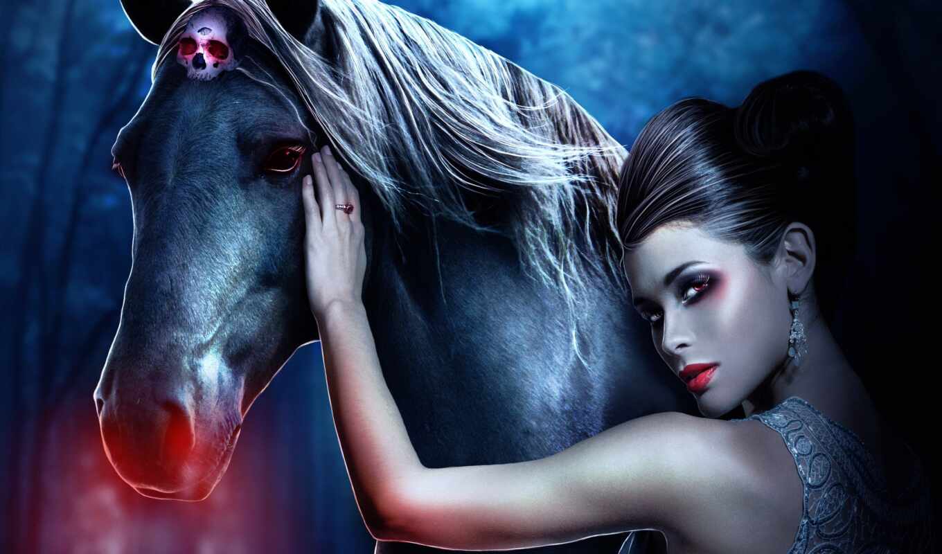 девушка, лошадь, pic