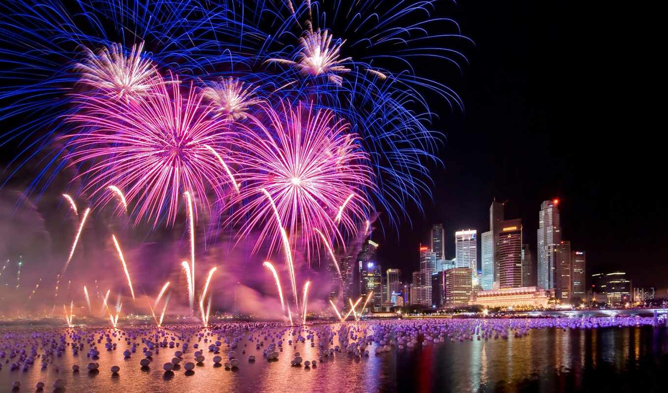 city, night, suitcase, fireworks, different, live, beautiful, of, holiday, firework, new year