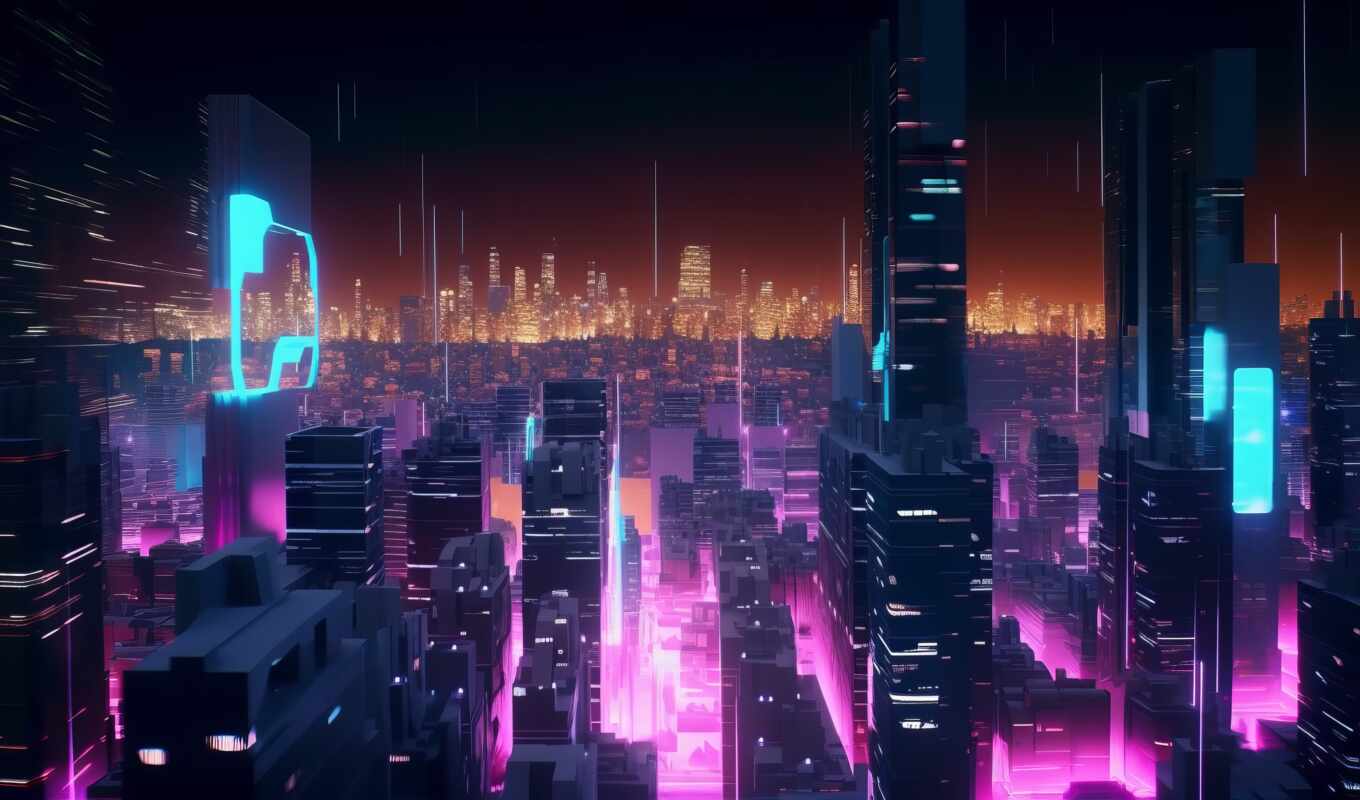 art, city, night, cityscape, building, world, cyberpunk, futuristic