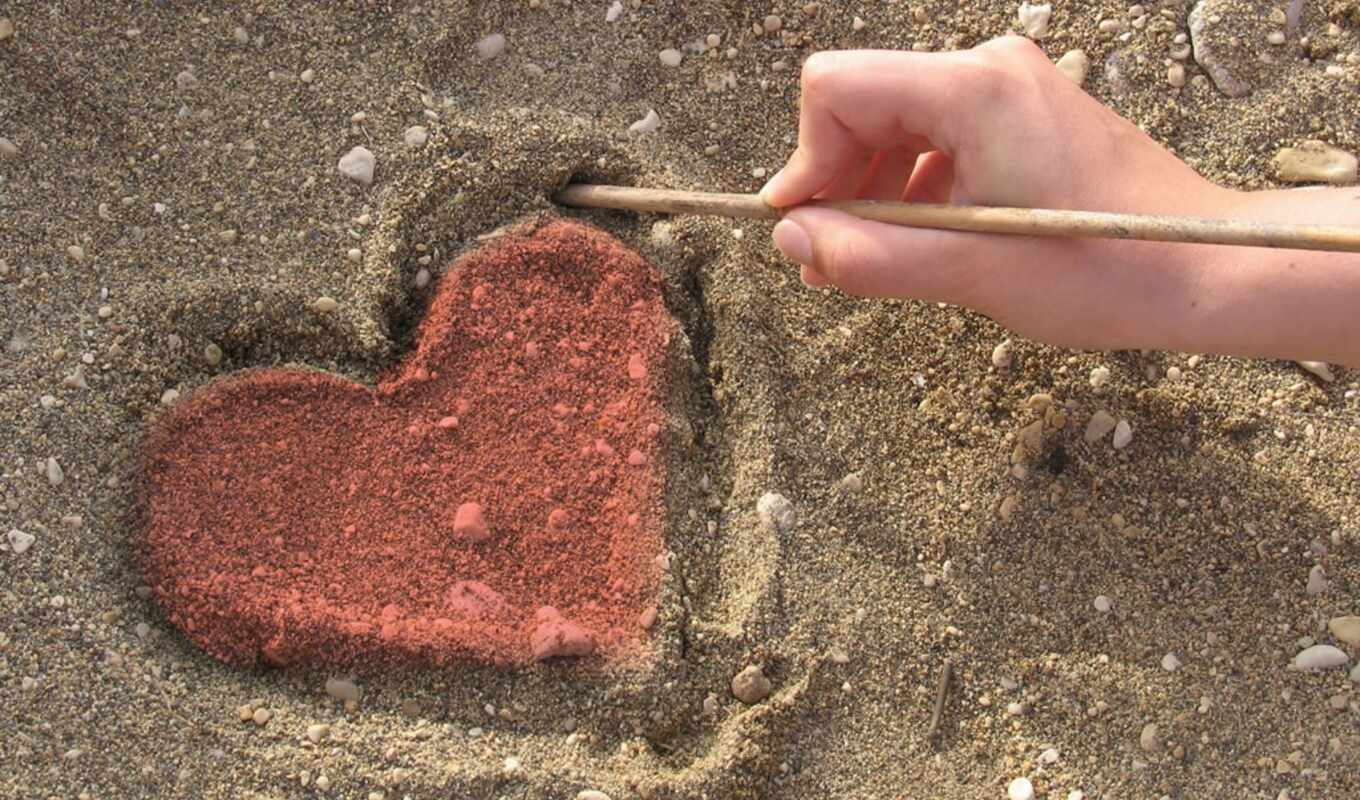 sand, heart