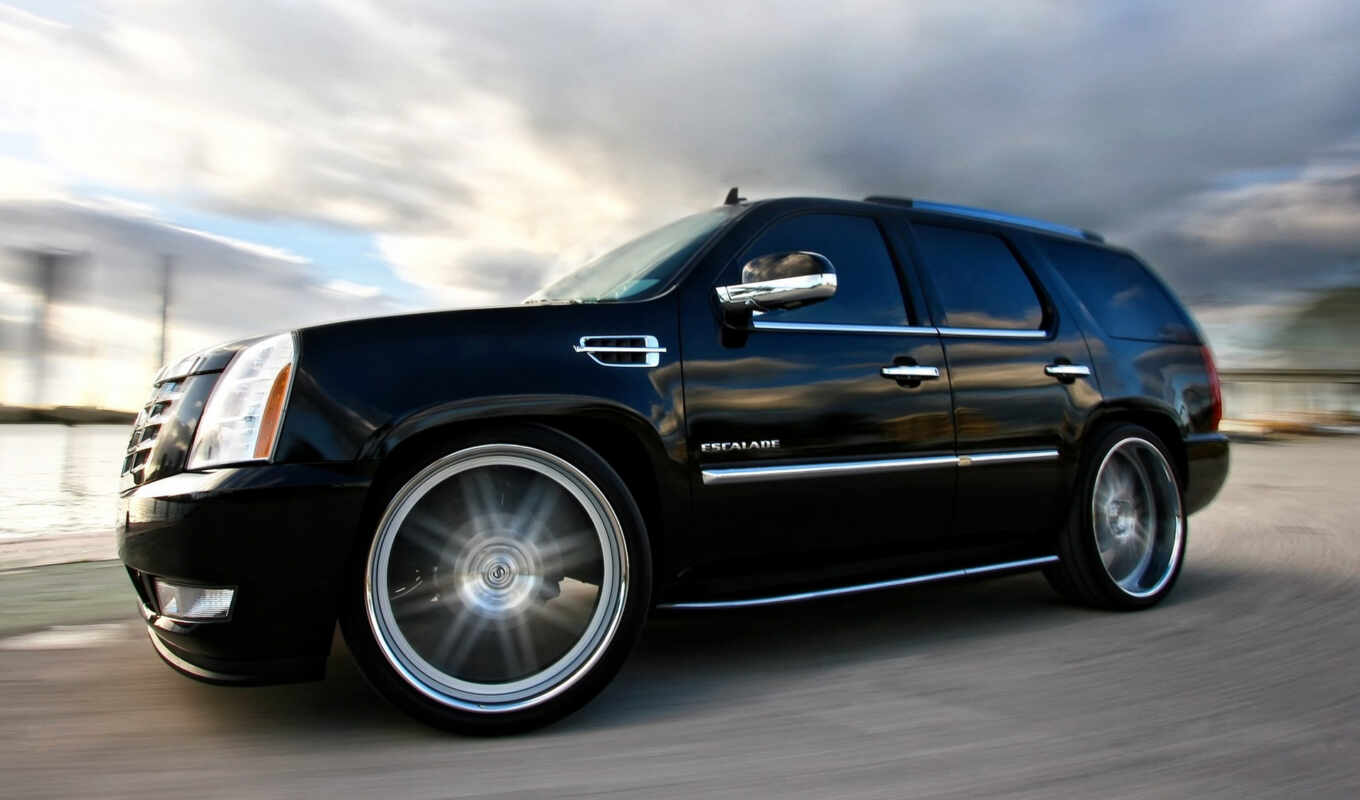 black, picture, car, tuning, wheels, cadillac, speed, escalade