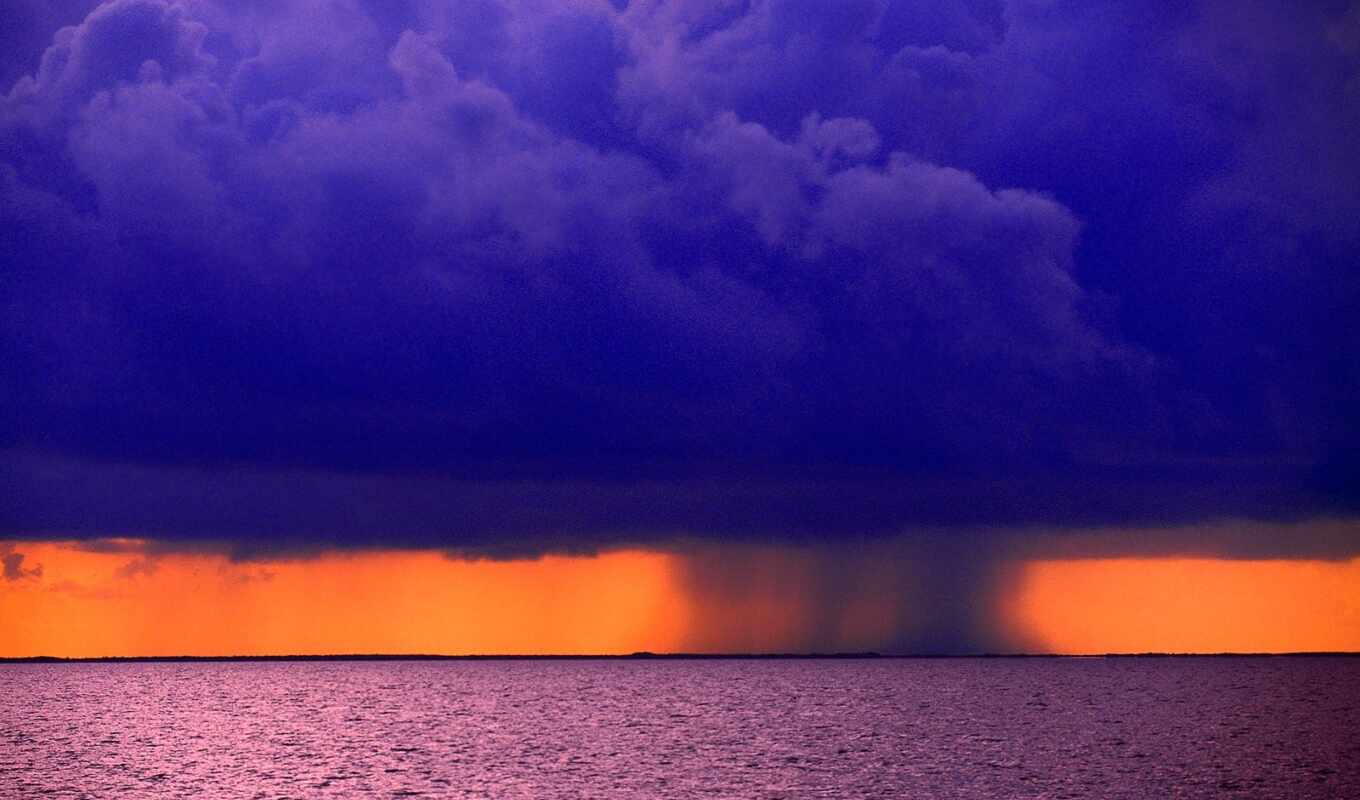 sunset, land, storm, could