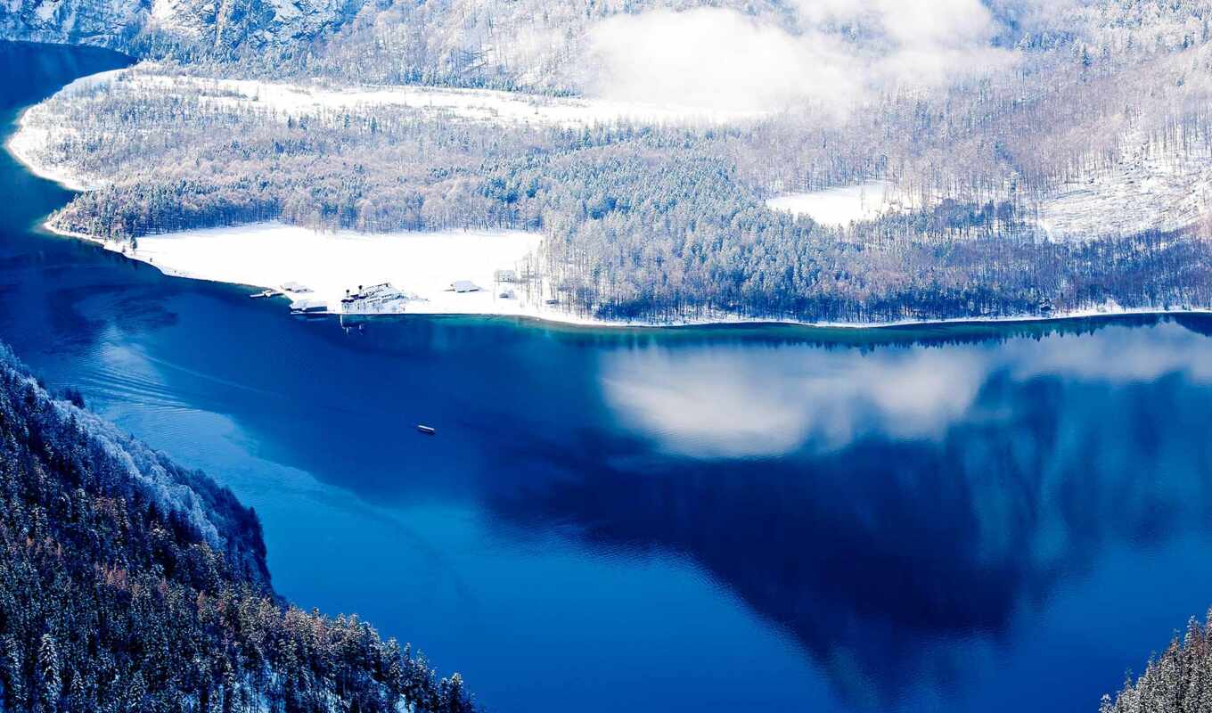 lake, winter, Germany, bavaria, koenigssee
