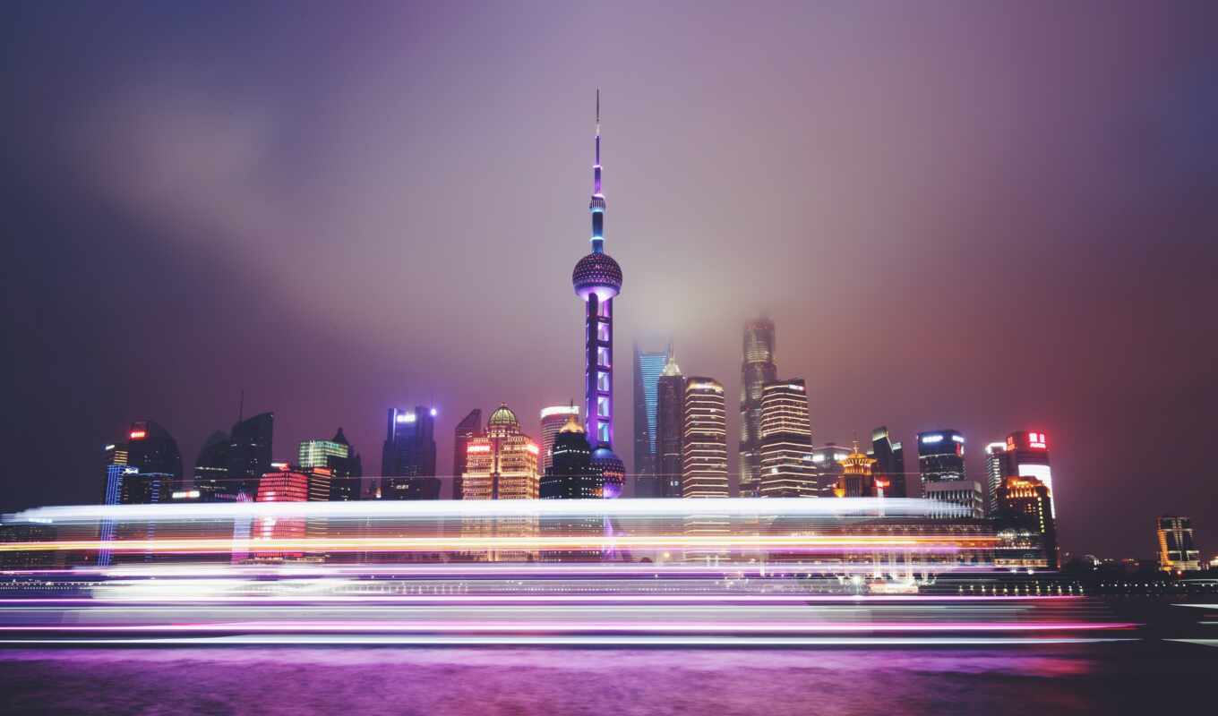 город, ночь, cityscape, building, landscape, skyline, urban, shanghai, metropolis
