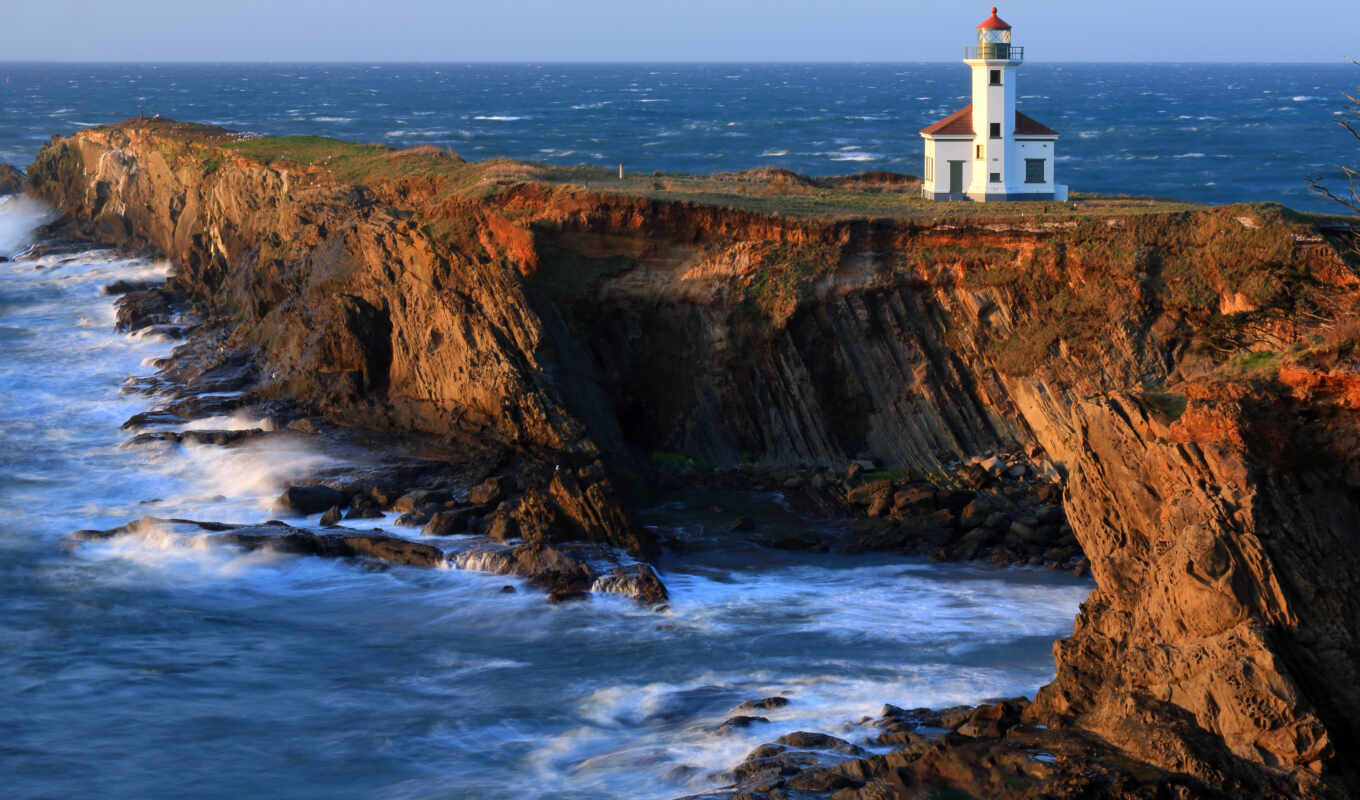 sea, lighthouse, ocean, coast, cape