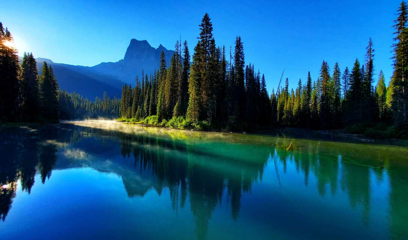 озеро, природа, гора, канада, pro, wood, fore