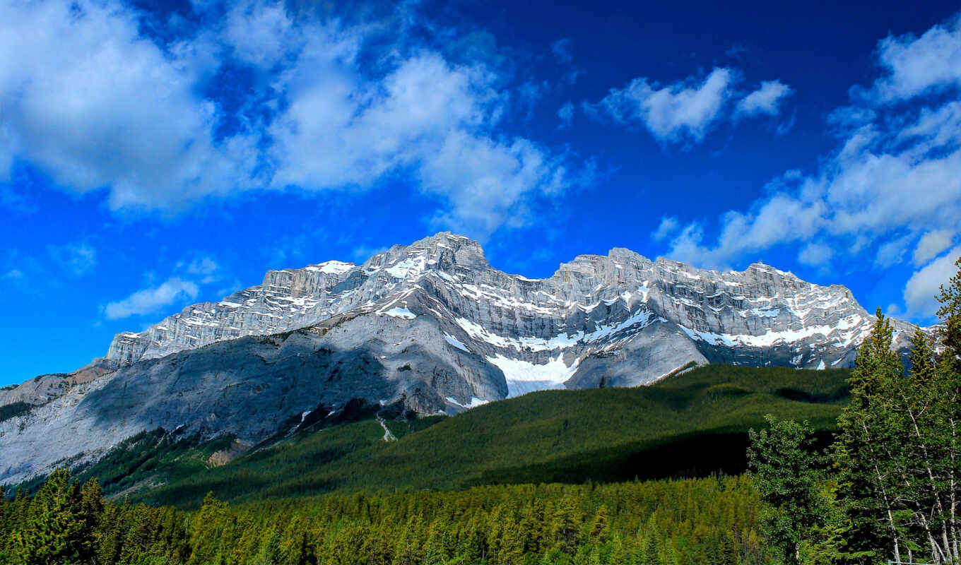 природа, гора, landscape, канада, альберта, park, national, каскад, banff, прозрачный, fore