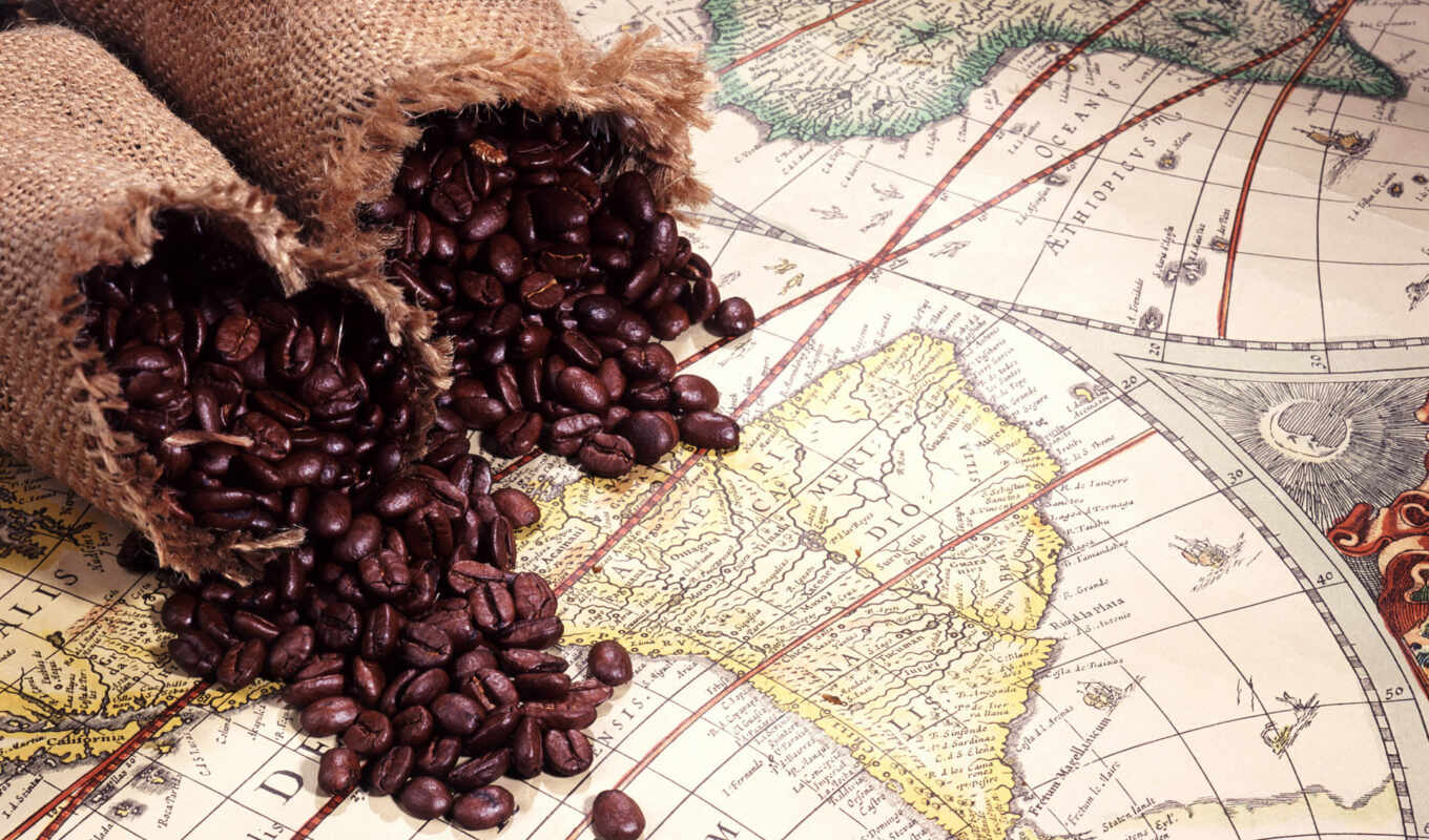 coffee, map, bean, bags