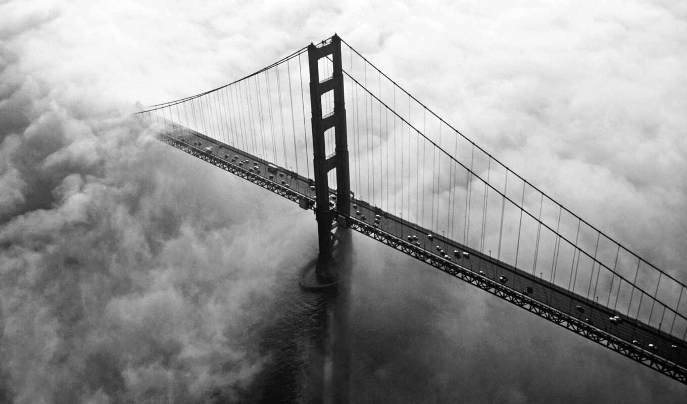 город, мост, туман, фотообои