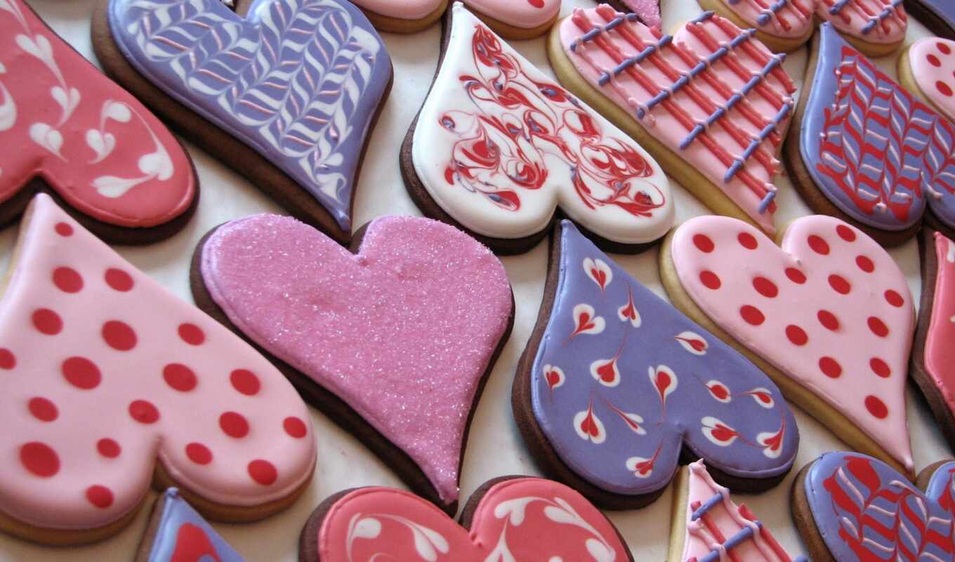 ice, heart, pink, day, valentine, cookie, cooky