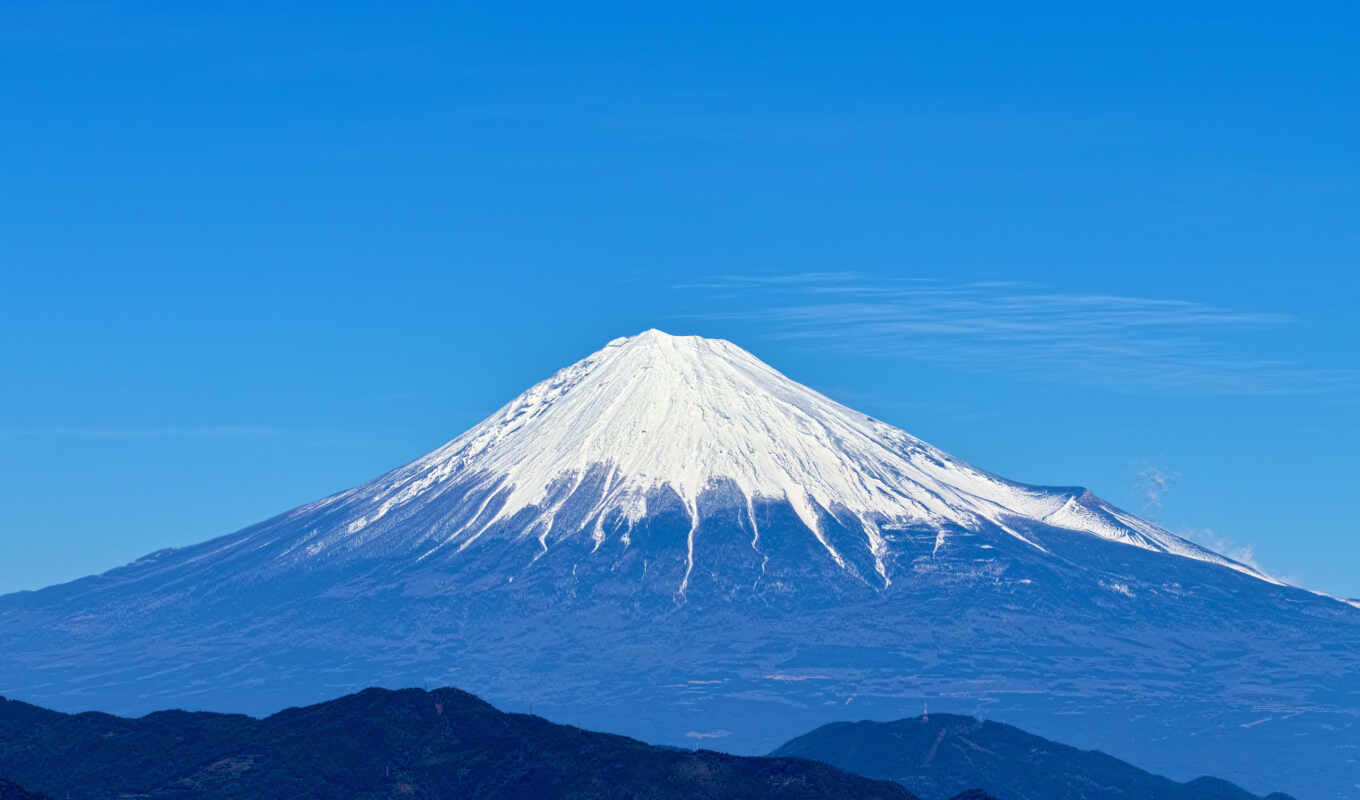 небо, снег, гора, landscape, japanese, вулкан, япония, фудзи, фудзияма, священная