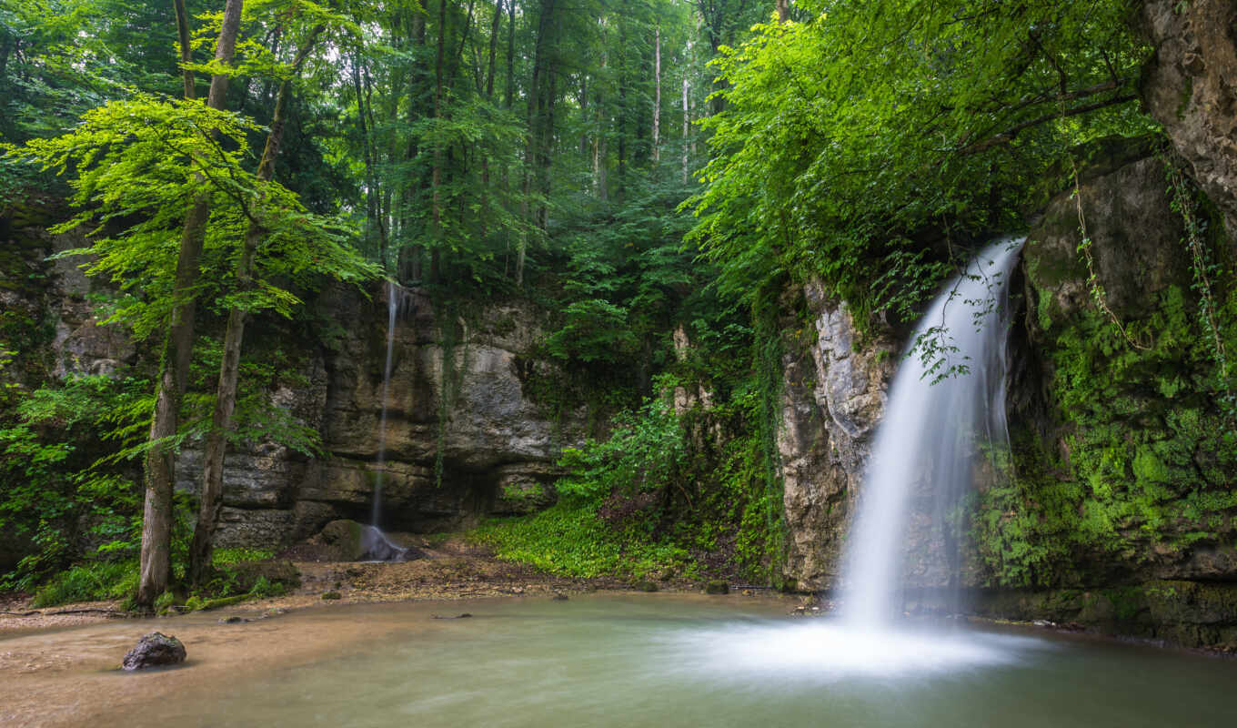 nature, rock, waterfall, of, wasserfall