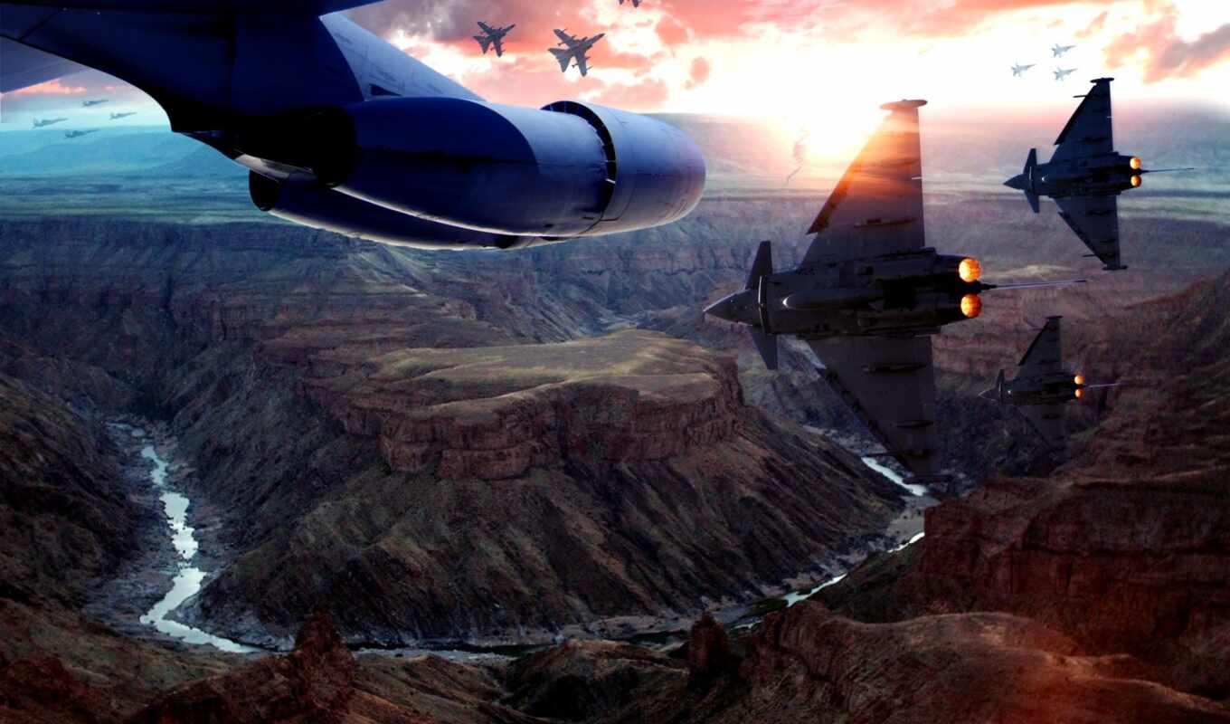 plane, canyon