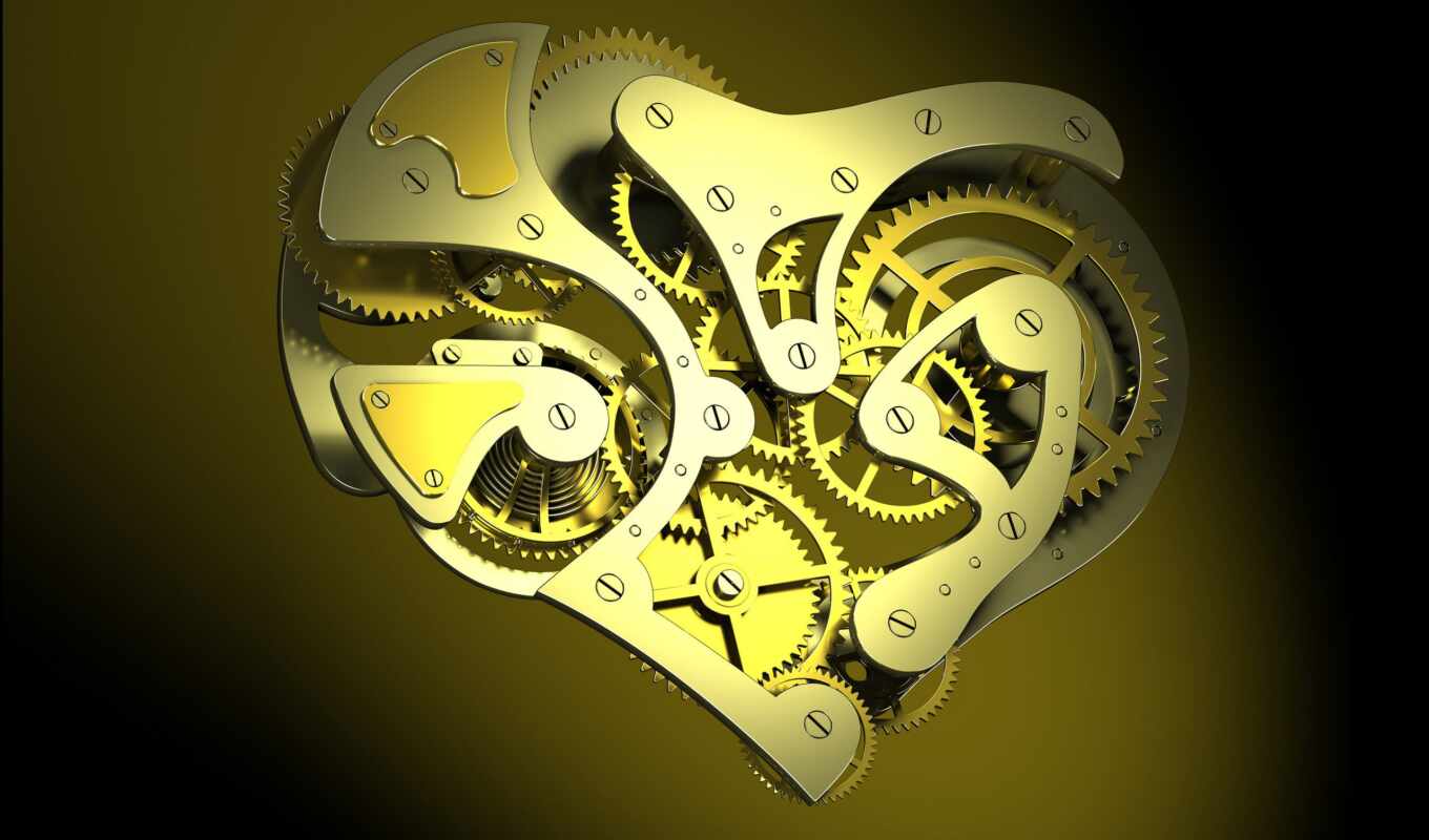 art, часы, watch, сердце, silver, color, steampunk, gear, часы, механические, винт