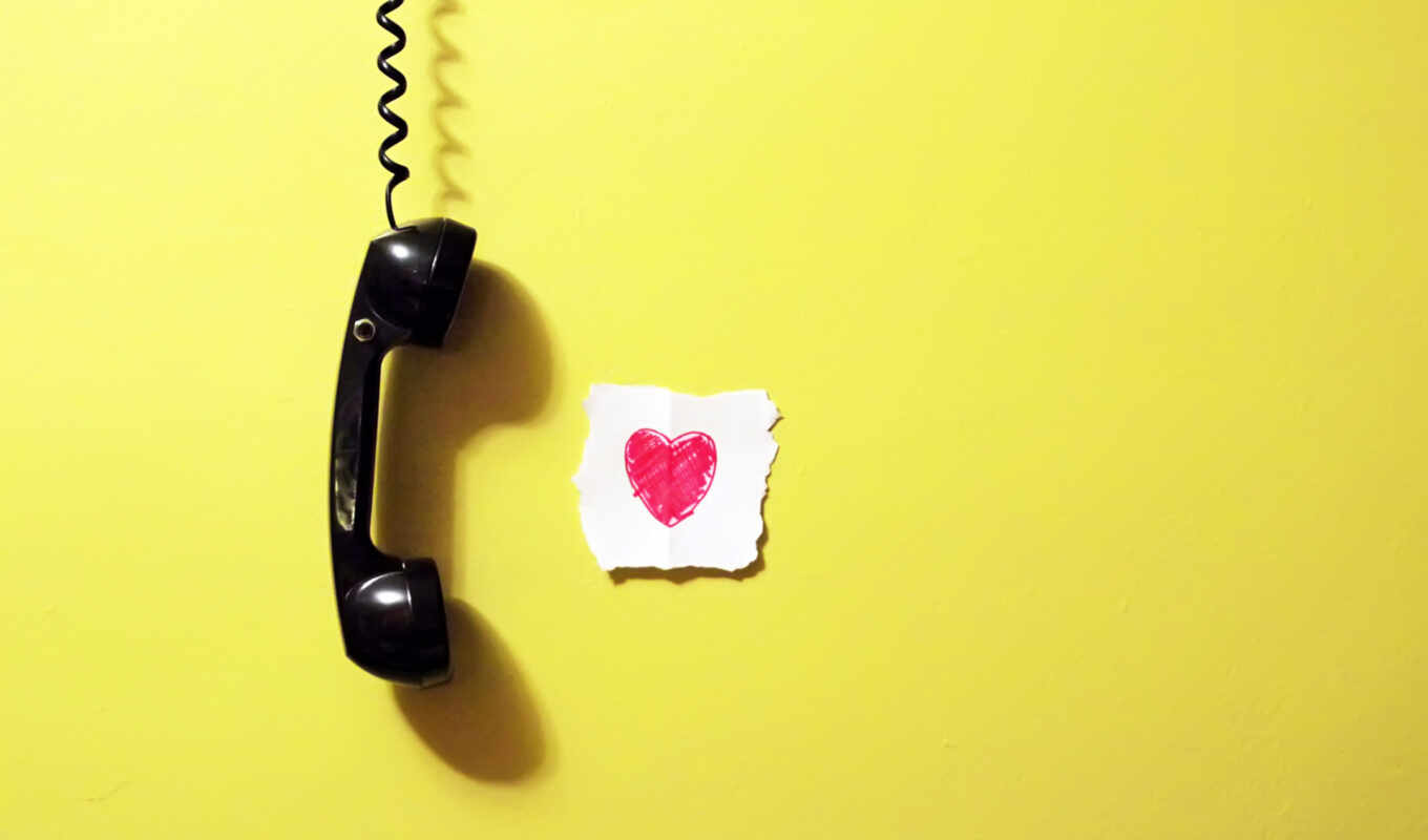 стена, сердце, телефонная, трубка, бумажка