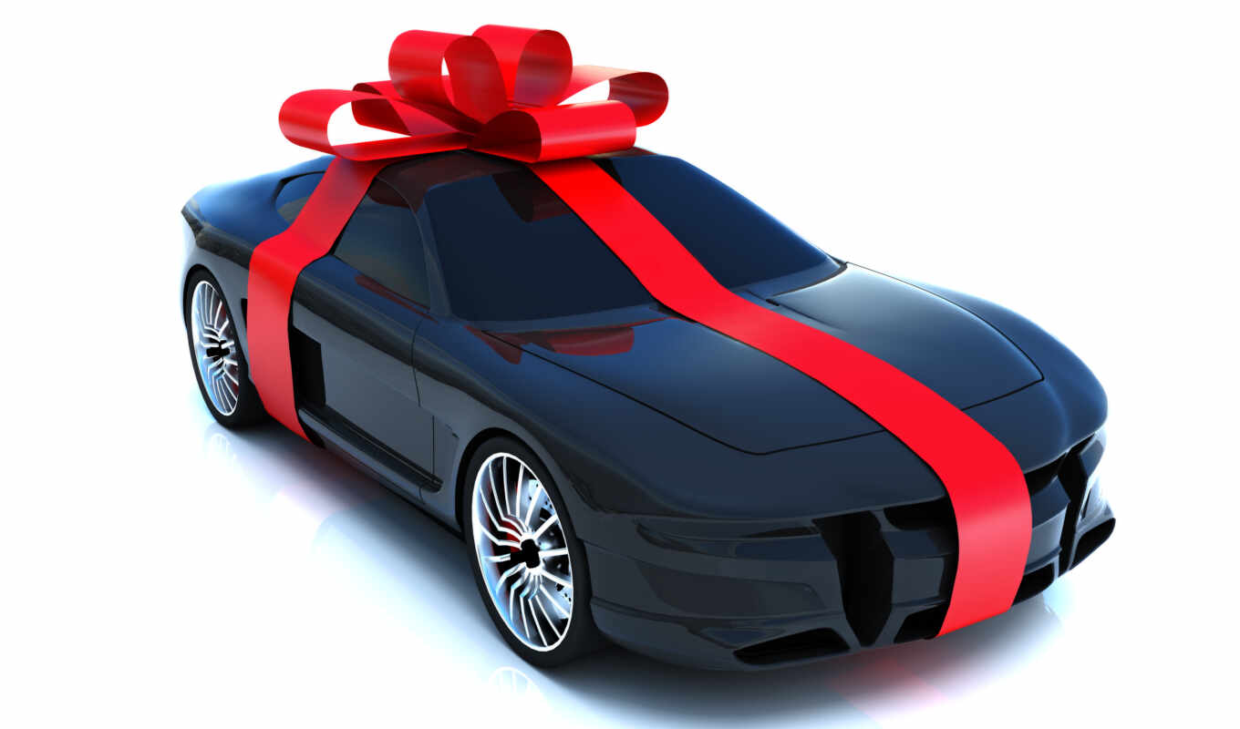 photo, with, car, wrapped, gift, bow