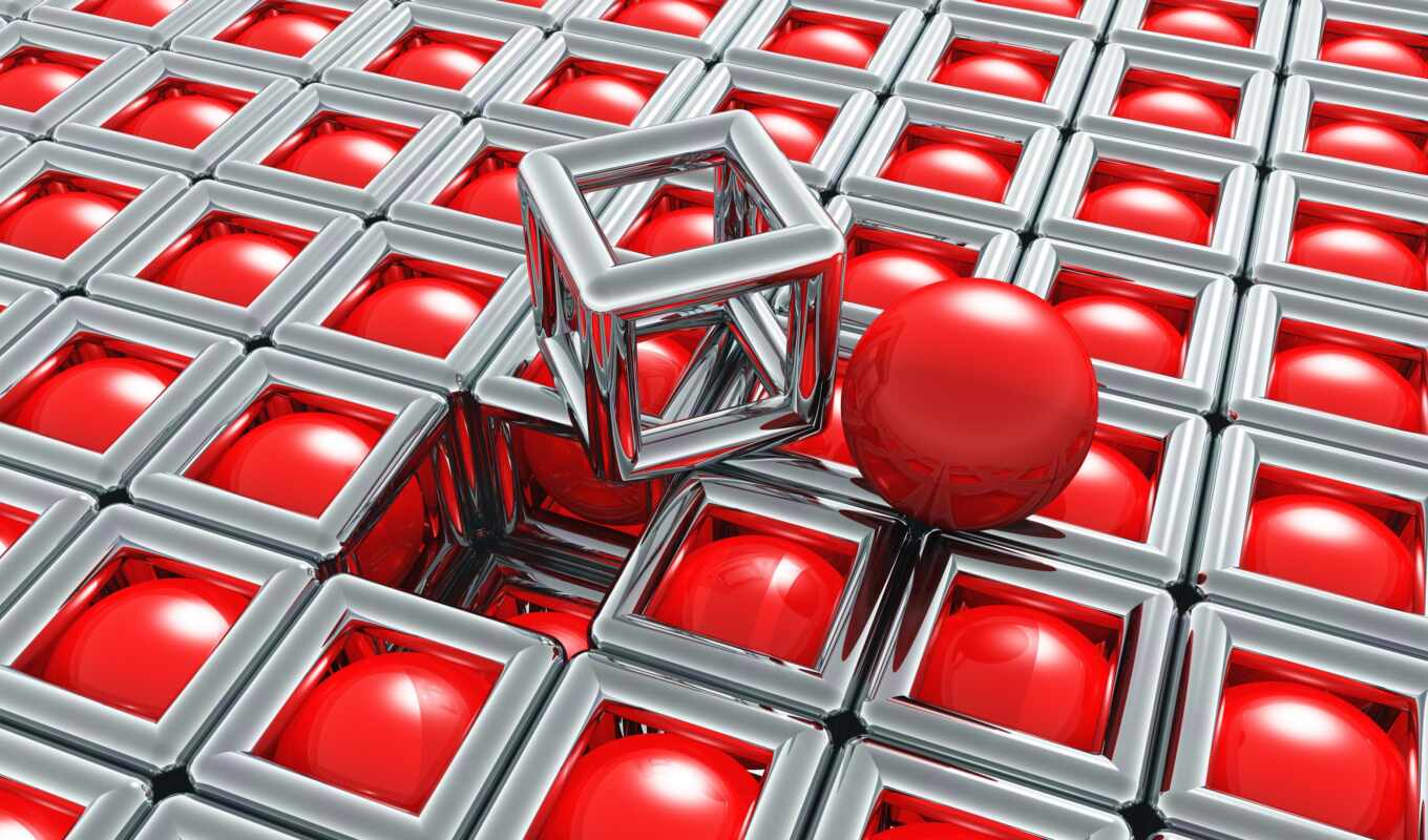 cube, red, ball