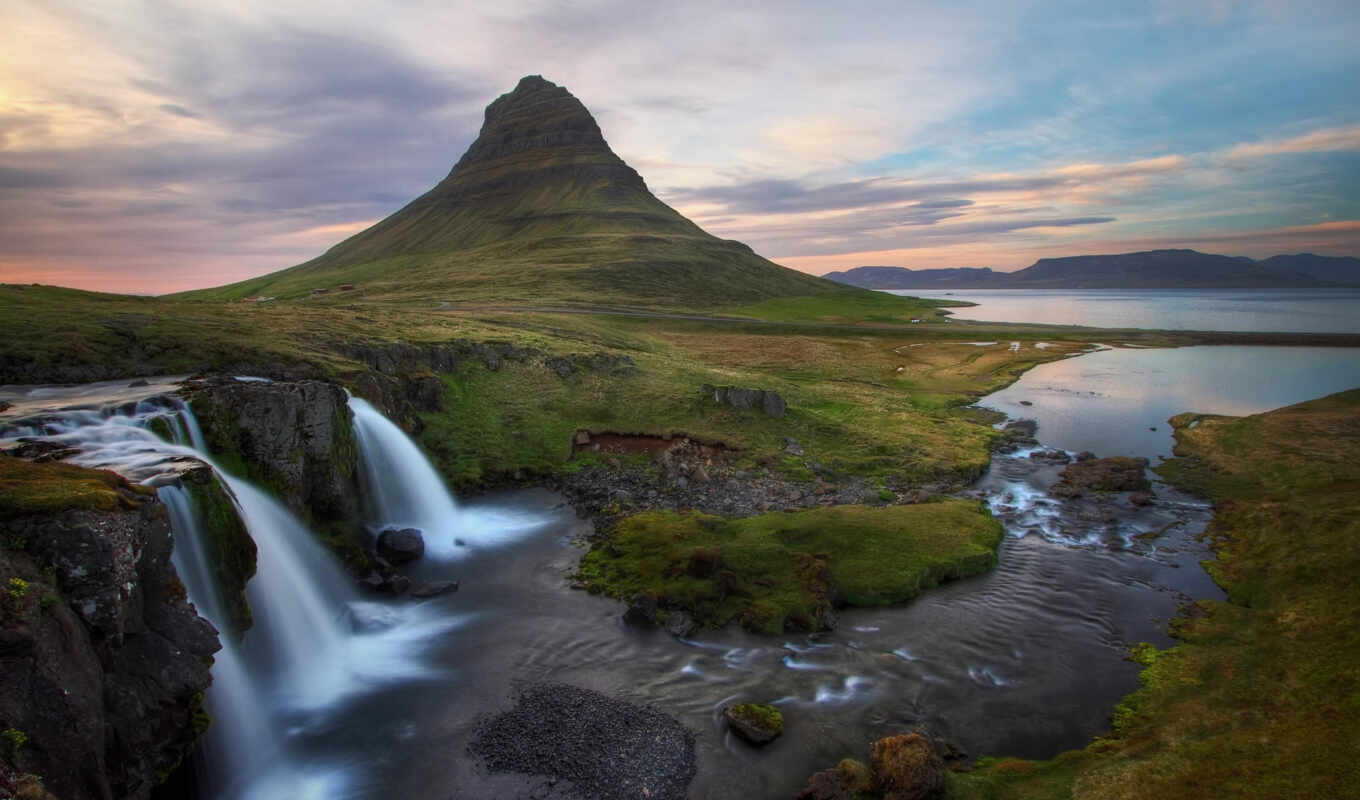 sea, oboi, river, waterfall, waterfalls, iceland, bay, iceland, mountains, tpg