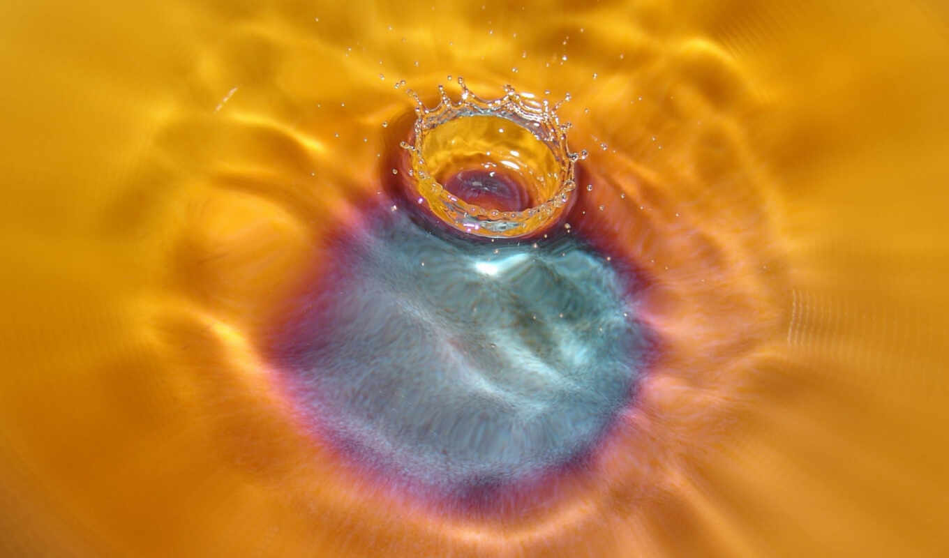 water, orange, a drop