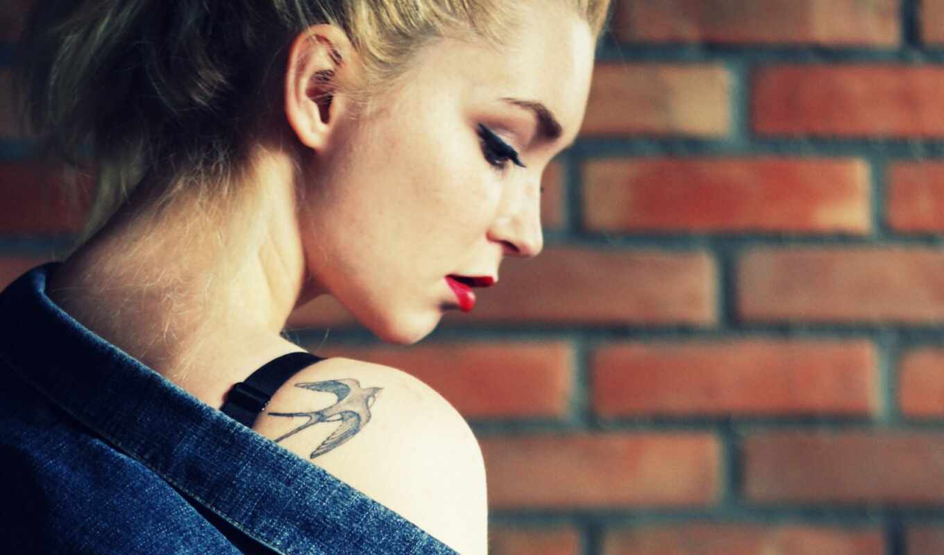 wall, girl, free, blonde, tattoo
