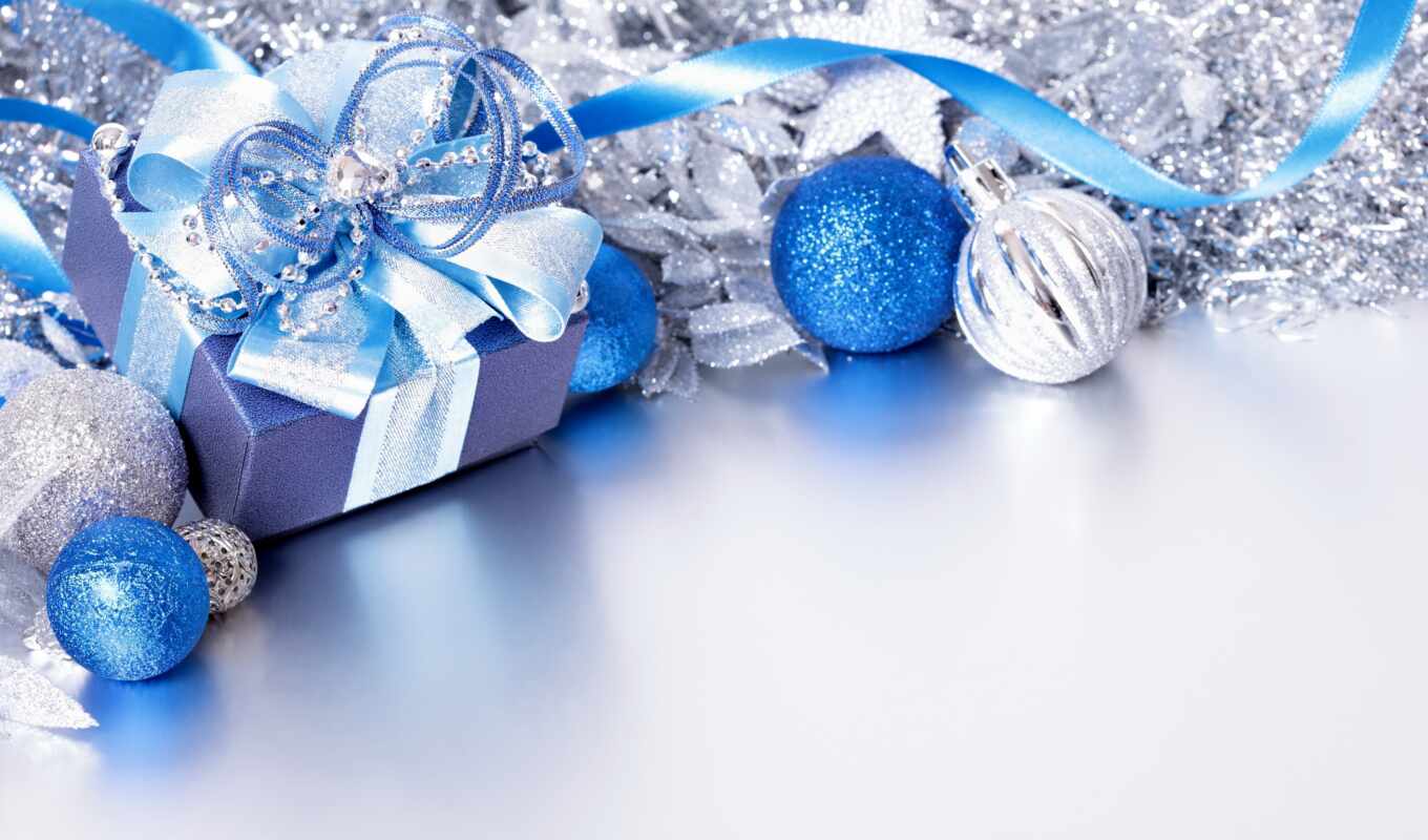 blue, new, year, christmas, gift, silver, ball, decoration, navidad, be, natal
